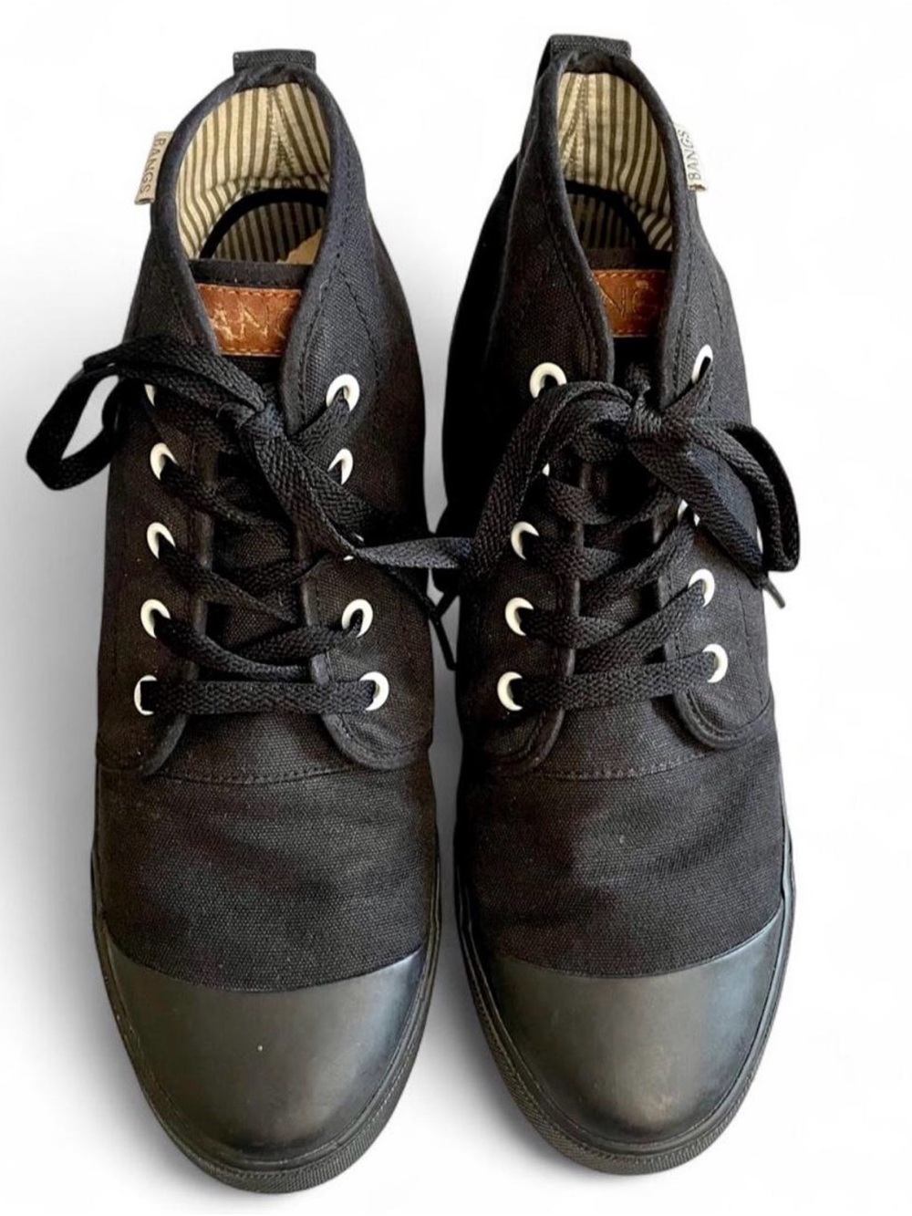 BANGS Onyx High Top Sneakers All Black Canvas Unisex Women 9 Men 7.5 MSRP $85